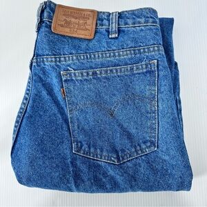 Levi’s 634 Women’s 36x28.5 Jeans Orange Tab Vtg High‎ Rise Leather 2 Horse Patch